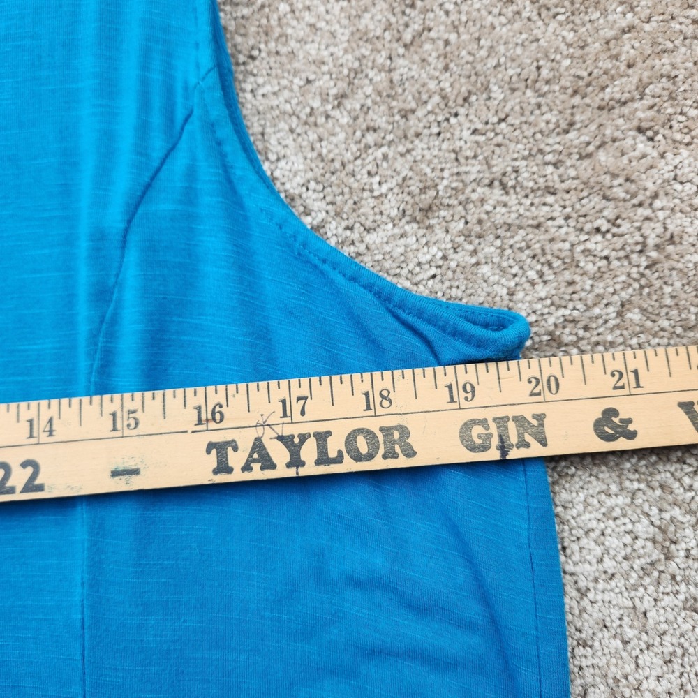 J. Jill Womens Large Petite Teal Blue Sleeveless Slub Knit Maxi Dress Pockets - Picture 4 of 6